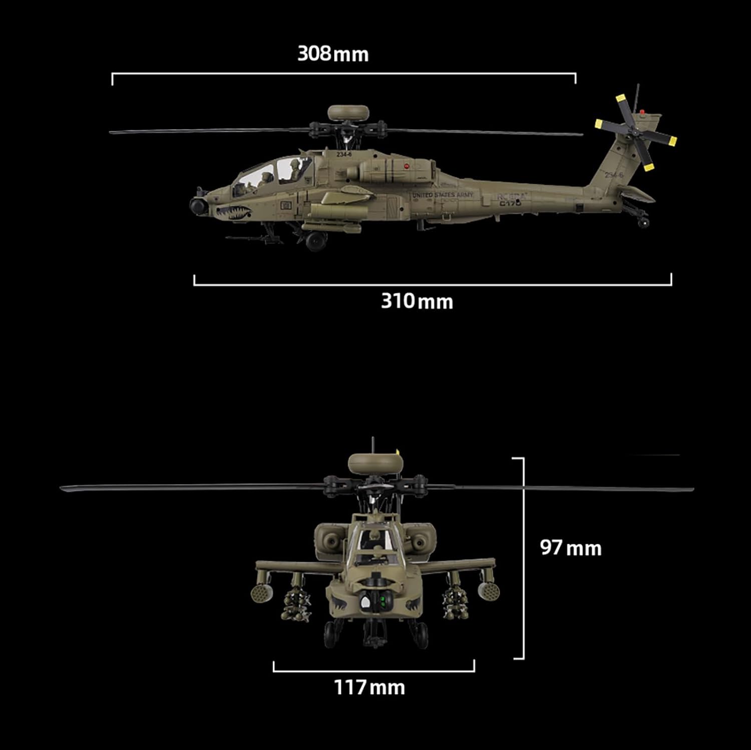 310MM 6CH C170 AH-64D Uzaktan  - Drone Shahed Rc incelemesi ve fiyatı