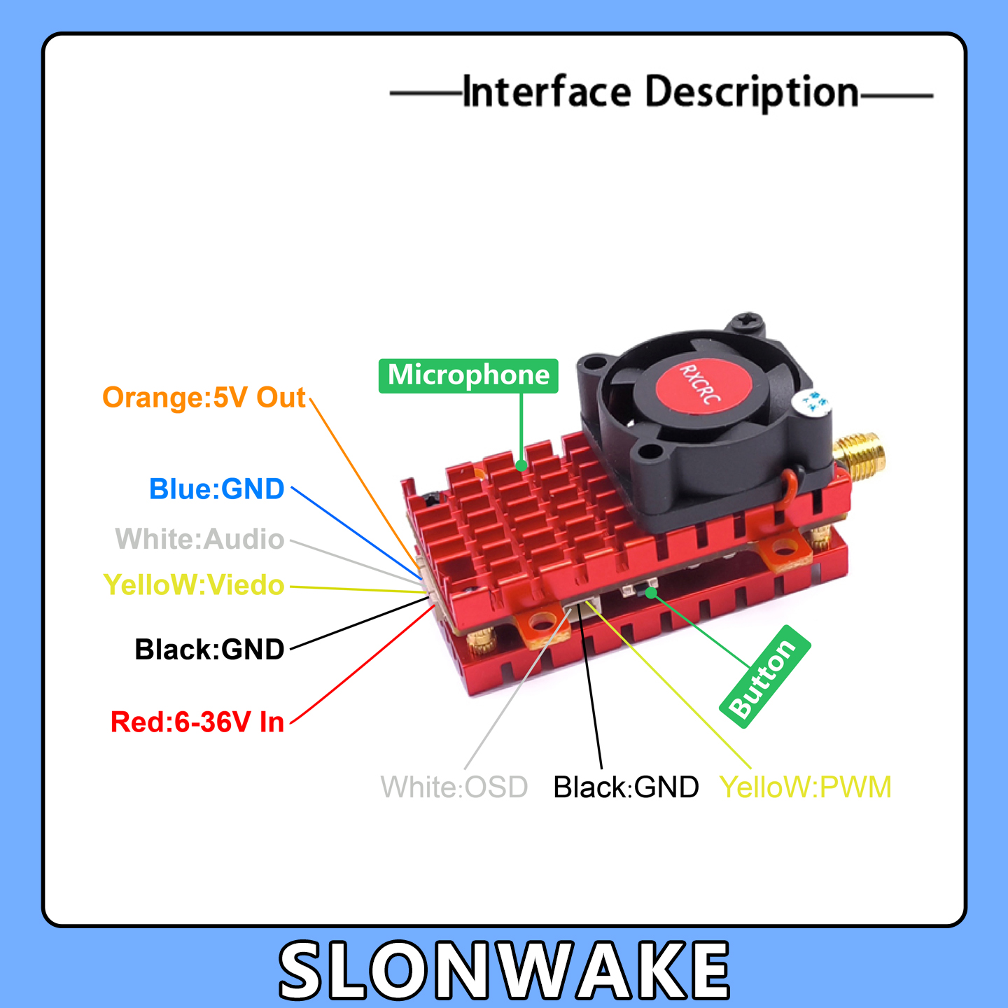 SLONWAKE 5.8G 2W VTX FPV 1800T - Drone Rc Transmitter And Receiver incelemesi ve fiyatı