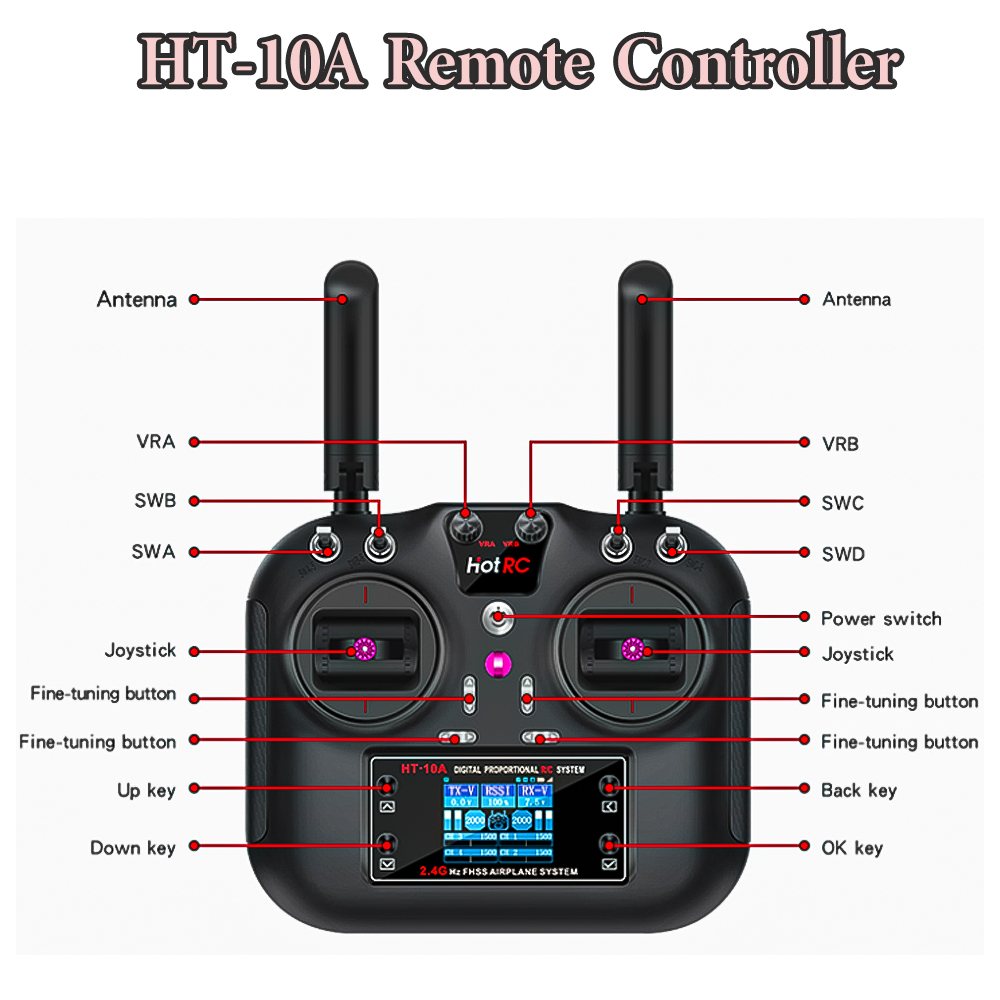 Hotrc HT-10A 2.4G 10CH Verici  - Drone Rc Transmitter And Receiver incelemesi ve fiyatı